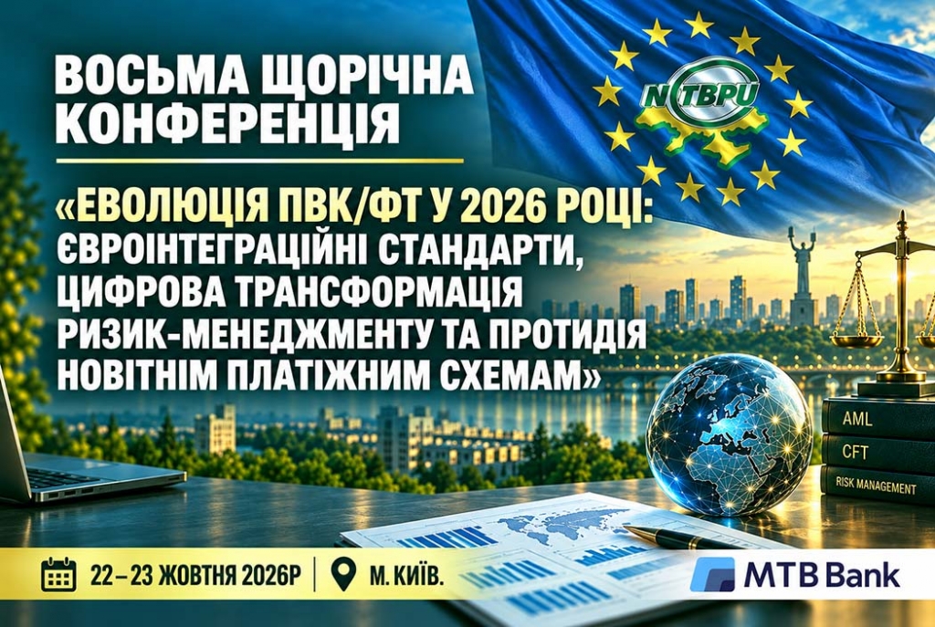Восьма щорічна конференція «Еволюція ПВК/ФТ у 2026 році: євроінтеграційні стандарти, цифрова трансформація ризик-менеджменту та протидія новітнім платіжним схемам»